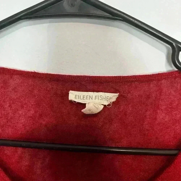 Eileen Fisher Women Red Long Sleeve Blouse Size Medium Linen/Nylon - Picture 3 of 4